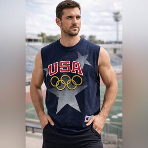 Vintage Champion USA Olympics Sleeveless Shirt Made in USA Size L